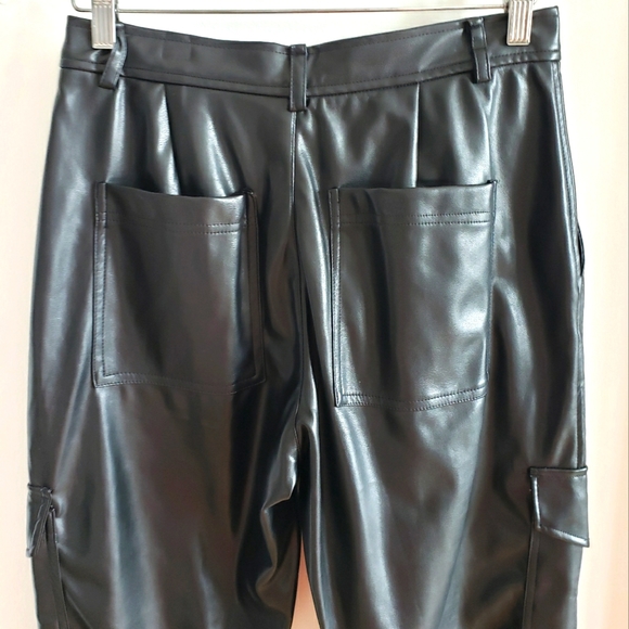 Shine Star Collection Faux Leather Painter Style Pants Synched Ankles W Med.NWT - Picture 4 of 11